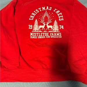 Gildan Red Holiday Sweatshirt with Reindeer Design